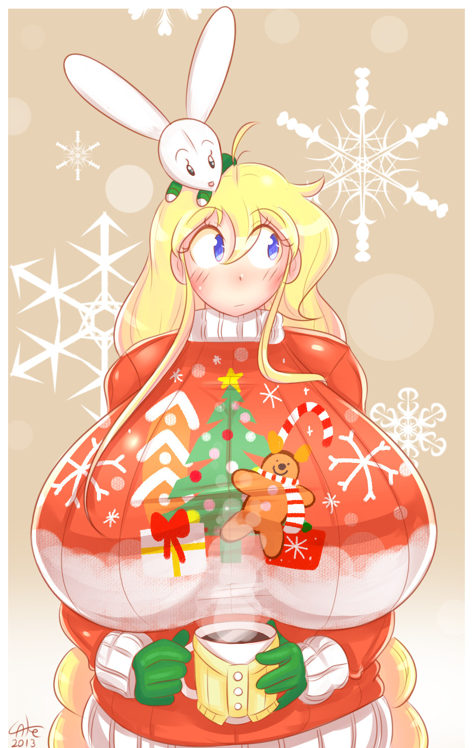 theycallhimcake:  Woo, December! I usually draw boobs in sweaters anyway, but now
