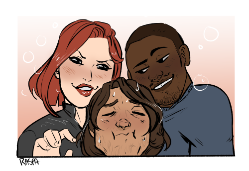 lunchador:  Ot3 Pose meme w/ SamBuckyNat, aka the ship where Bucky never gets any peace.