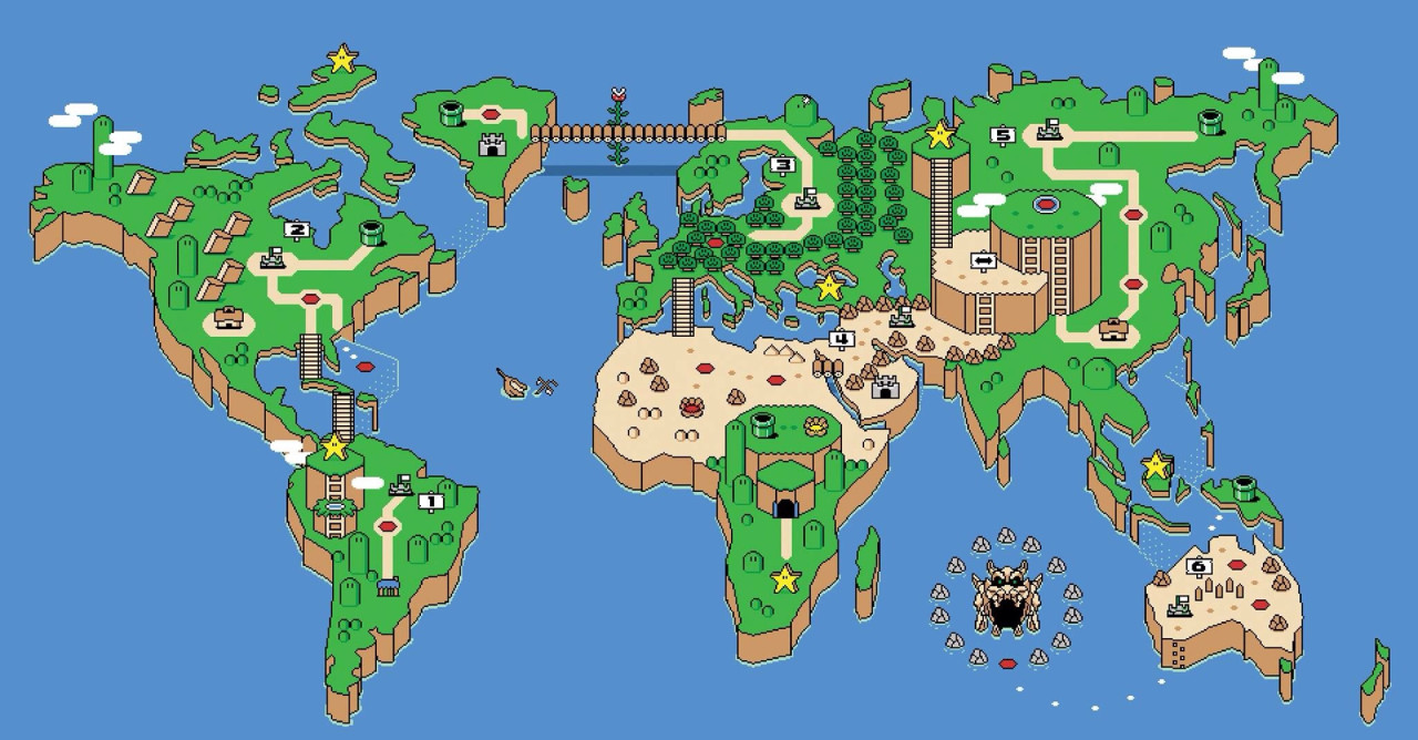 World map for wall boys room