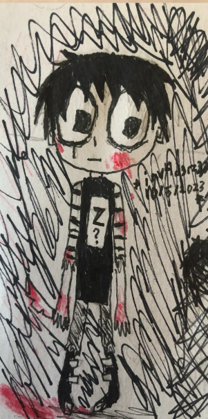 I Drew The Blood With A Colored Pencil Someone Threw At My Head In Biology Class Lmaooo