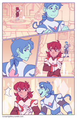 lunaartgallery:  This is a short comic of Lance accepting his feelings for Keith, (as someone suggested it). Also bonus pictures of all the big cats, and the gems they belong to. I had a lot of fun drawing the cats and seeing which species would best