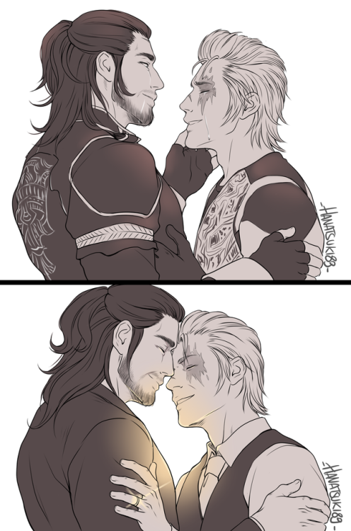 hanatsuki89:  “Through the years”Or, the Gladnis thing that has been sitting in my folder for at least a month, that I’ve been screaming about with a friend on Twitter since then (they got to see the first sketches, lol) and that I’ve finally