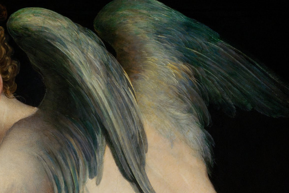 renaissance-art:  Parmigianino c. 1534-1536Cupid Carving his Bow (detail)