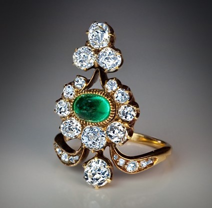 Belle Epoque Emerald &amp; Diamond Ring