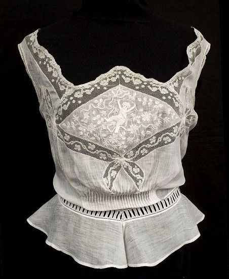 shewhoworshipscarlin: Corset cover, 1905.