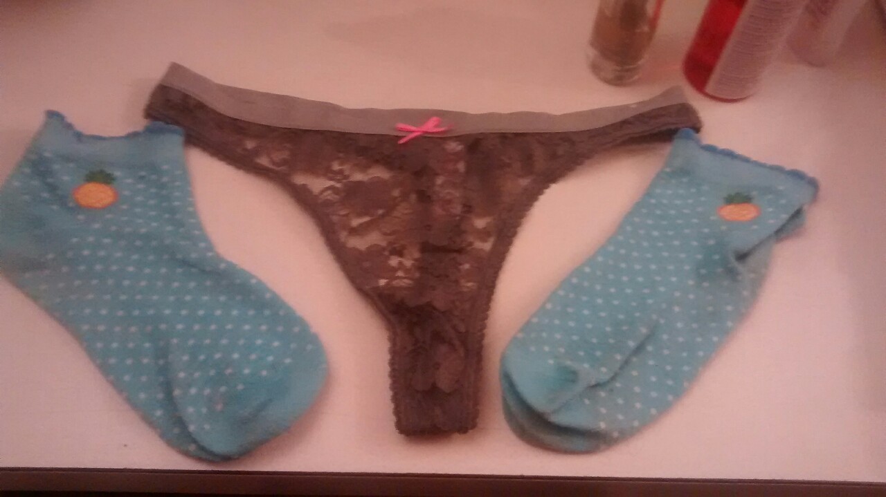 wetpantyslut:  One of my favorite thongs and some new socks that I worn for 24 hours