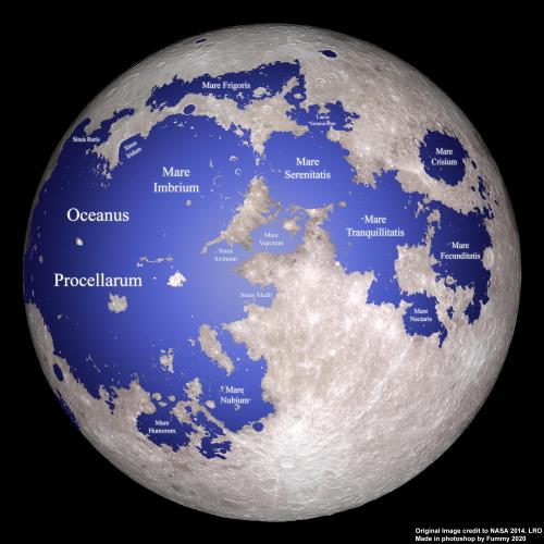 maptitude1: Named “seas” of the moon, drawn as though they actually contained water