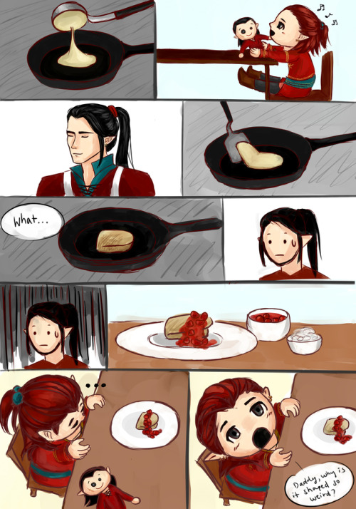 Good Daddy Feanor: Part I - “Pancake Omelette” Zoom in for more detail :) Series on good dad Feanor 