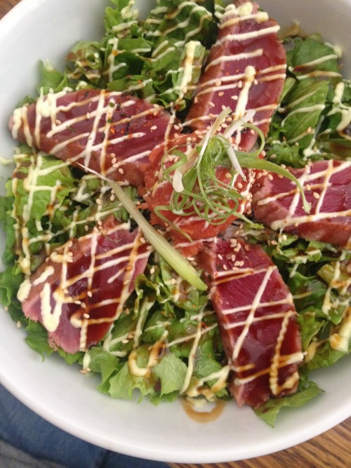 my go-to dish from T.O.T in Little Tokyo, the Tuna-Tuna salad over rice bowl.