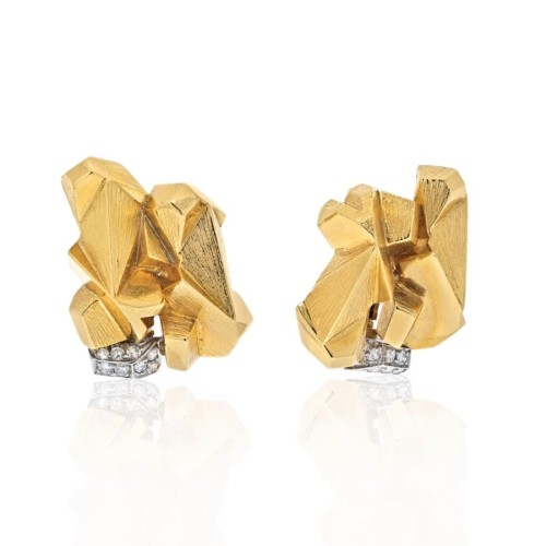 Textured gold and diamond nugget earrings, David Webb (at The Back Vault)