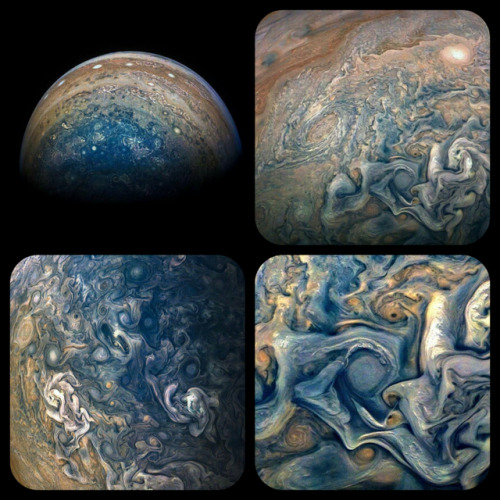 NASA has released new photos ofJupiter’s southern hemisphere, taken by the Juno Spacecraft earlier t