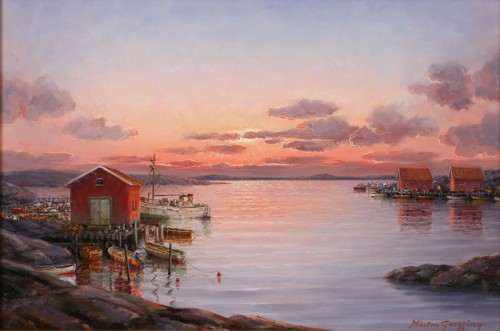 Mårten Garbring (1918 - 2006) - Sunset. Oil on canvas.