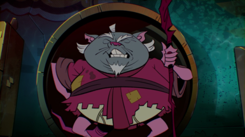 Anothee set of underwear scenes from Master Splinter. This time, in the episode Mascot Melee, he unwittingly suffers from a raggedy robe, revealing his briefs.