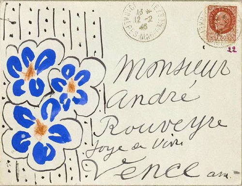 Henri Matisse sending letters to André Rouveyre, 1943.The correspondence stands out in its extent an