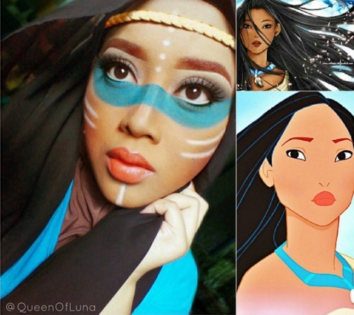 armedandgayngerous: thatsthat24: halihijabi: Hijabi Cosplay: Disney Princesses Cosplayer/Makeup Arti