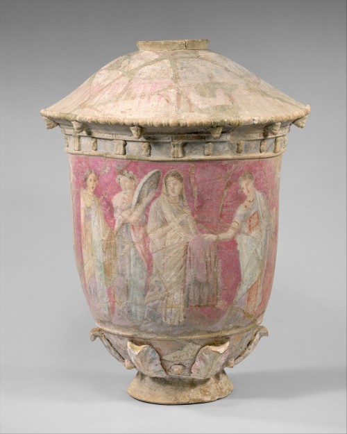 aleyma: Greek, Funerary vase with a bride surrounded by attendants, 3rd-2nd century BC (source).