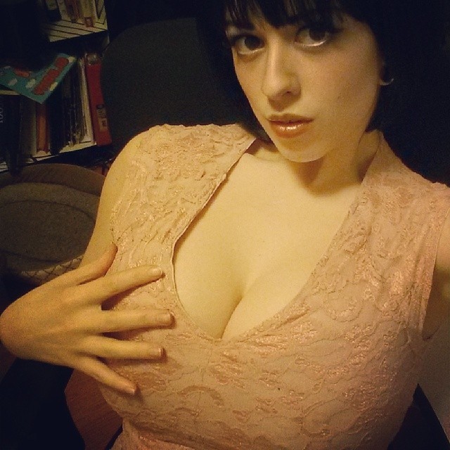 larkinlovexxx:  Pretty in pink. #busty #pink #lace 