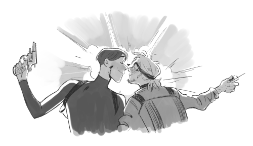 [warm up sketch] oh to kiss with a dramatic explosion in the background