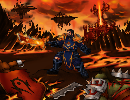 A commission of a human warrior fighting Horde at Sulfuron Spire!— Like my work? Commission me
