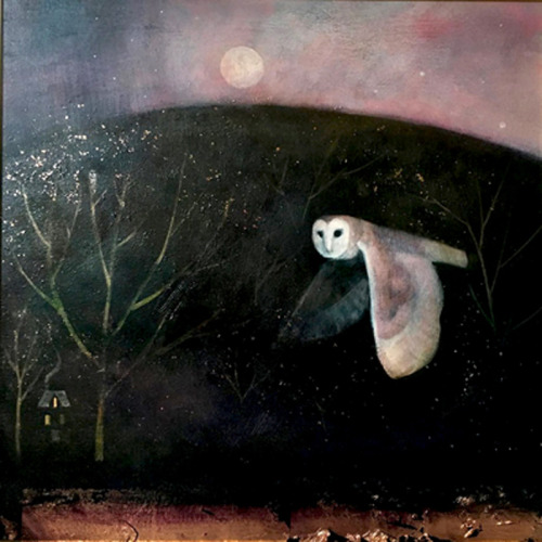 redlipstickresurrected: Catherine Hyde (British, b. Dartford, Kent, England, based Helston, Cornwall, England) - Night’s Flowering Moon, Paintings: Acrylics, Gold Leaf on Canvas