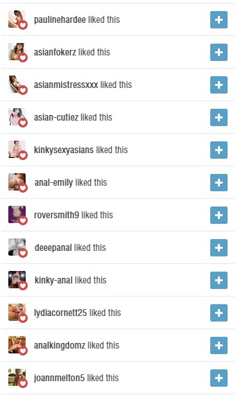 So now the spambots, instead of following me, are giving me constant likes. Loving the creative names: anal kingdomz kinky anal deep anal anal Emily asian fokerz