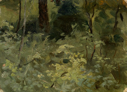 thunderstruck9:  Isaac Levitan (Russian, 1860-1900), Woodland. Oil on paper laid on canvas, 9 x 12.5 cm.