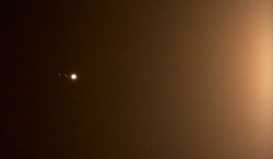 just–space: Jupiter and moons in the glare