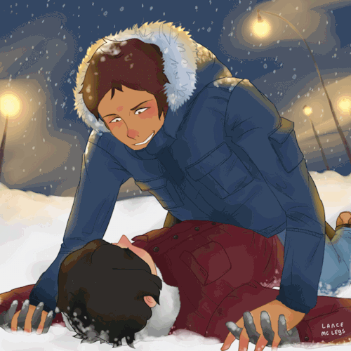 lancemclegs:winter date with lance stealing all of keith’s attention (and mine)i tried some differen