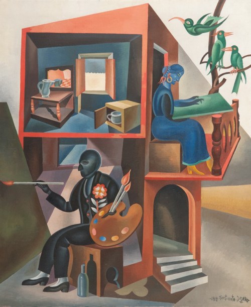 amare-habeo:Fortunato Depero (Italian, 1892 - 1960) I and My Wife (Io e Mia Moglie), 1940Oil on