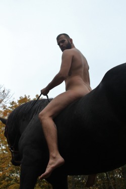 Abeardedboy:  Abeardedboy Naked Bareback Horseback Riding