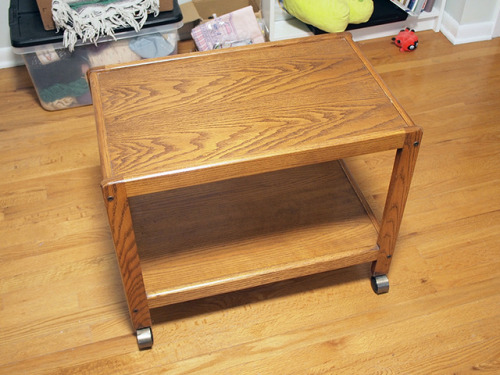 Today I picked up this oak cart for $7.00. I added a little CRT support. This is just a mock up but 