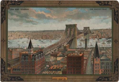 NEW YORK PRE-1907: Bogue Laundry Soap issued this promotional colorful bird&rsquo;s-eye view of 