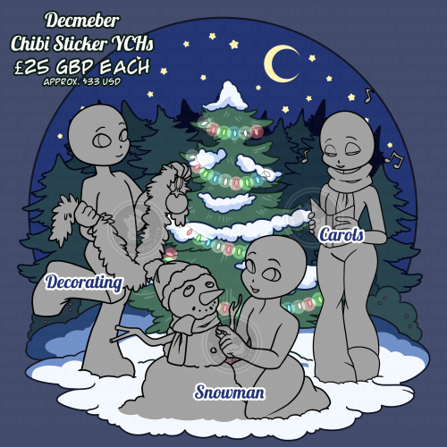 Nutcracker & December Chibi Sticker YCH - Multislots!25 Per Character/slot - Closing 31st December!