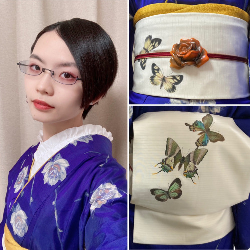 Half-collar: @sha_lan_ra Kimono, obi, obidome, three-quarter string, back: Haori Kabashi: axes femme