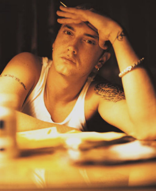 almostfxmous-deactivated2013071:    Eminem was a short-order cook at a restaurant called Gilbert’s Lodge in St. Claire Shores, Michigan.  Whenever he had some lyrics he needed to write down, he’d write them on some receipts.  When his friends came