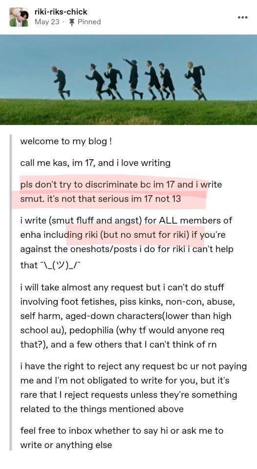MINOR WRITING NSFW, Report And & Block.