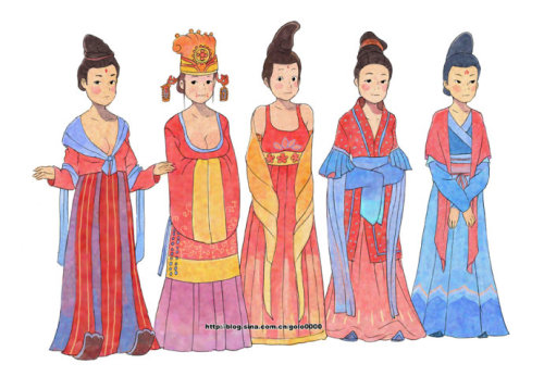 hotweibo: Various hanfu in Tang Dynasty by golo_高佬. These cute pictures are actually in line with ar