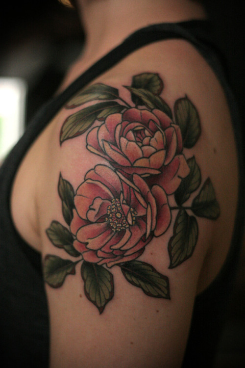 Roses for Vikki, who flew all the way from Nashville to get this tattoo I auctioned off to benefit F