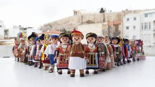 gemsofgreece:Petros Kaminiotis is a young artist who creates miniature Greek folk costumes for Playm