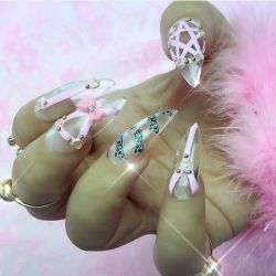 xtc-babe:  sugarpillcosmetics:  Let’s just take a moment to cry over how perfect these Bondage Barbie nails by @tres_she are! 😭💖   x