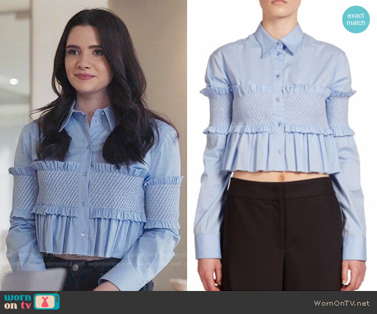 wizardmoon:  ladiesloveduranduran:  wornontv:  Jane’s blue ruffled cropped shirt