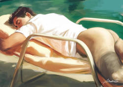 alcide-gay-painting-fan:  Dante AmorettoSunbathing