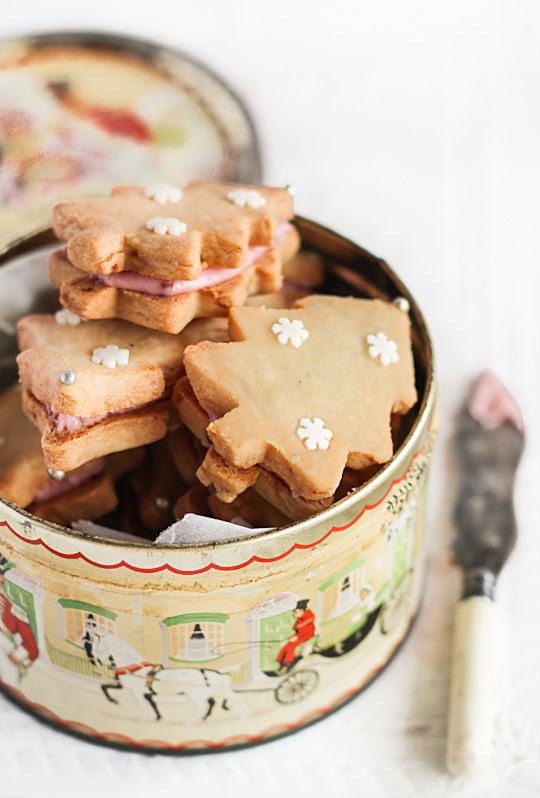 sweetoothgirl:   Gingerbread Shortbread with Cherry Icing  