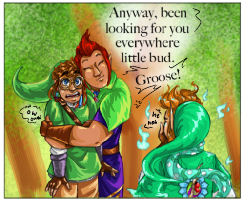 linkedspirit-fanartfunart: [Image Description: A 9 panel comic page for a Legend of Zelda AU comic &