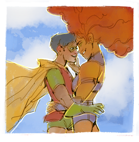 stained-glass-sketchbook:this isnt the first time ive drawn dick&kory holding each other in the 