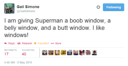 eschergirls:  olgaulanova:  americanninjax:  isaia:  mybodythehandgrenade:  brinconvenient:  gailsimone:  chrishaley:  Done and done. (Not pictured: “Butt window”, but trust me, it’s there.)  You have no idea how much this cheered me up just now.