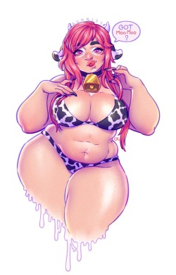 gunkiss:  Got around to finish this fanart of a great cosplayer @mariahmallad as her lovely character MooMoo🐮💖✨ ;9