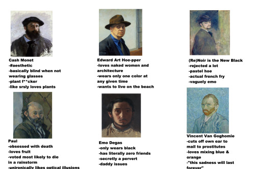 fobarthistory:Tag Yourself: Basic Impressionist Dudes