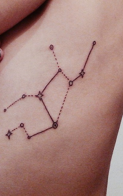 Matching floral constellation tattoos for best friends.