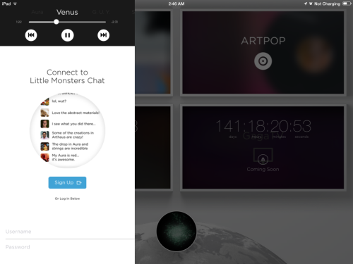 ladyxgaga:  A look inside the ARTPOP app, which is now available for Apple and Android devices.